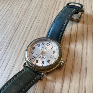 Shinola Runwell Coin Edge (38mm) with Green Leather Strap